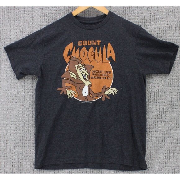 TeeLuv Shirt Mens Large L Gray Short Sleeve Crewneck Count Chocula Graphic Art - Picture 1 of 9